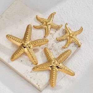 Gold Starfish Stainless Steel  Earrings